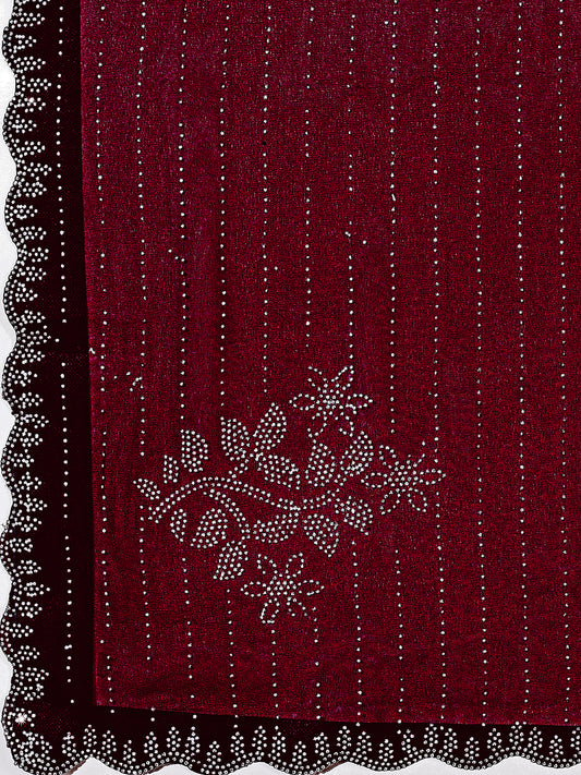 Leelavati Embellished Bollywood Chiffon Saree (Maroon)