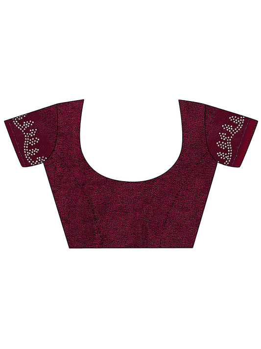 Leelavati Embellished Bollywood Chiffon Saree (Maroon)