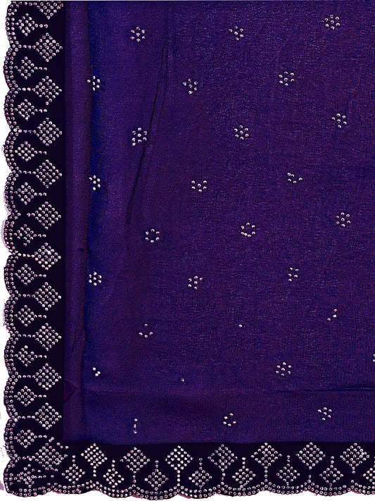 Leelavati Embellished Bollywood Chiffon Saree (Purple)