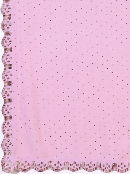 Leelavati Embellished Bollywood Chiffon Saree (Pink)