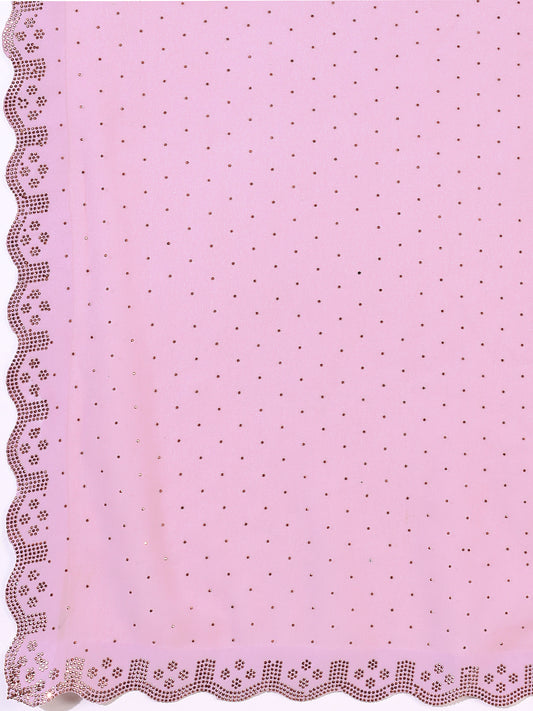 Leelavati Embellished Bollywood Chiffon Saree (Pink)