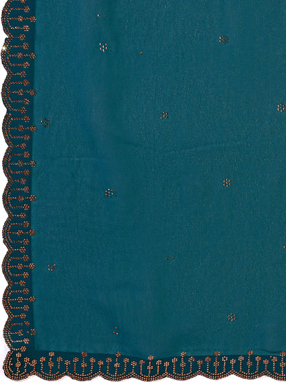 Leelavati Embellished Bollywood Chiffon Saree (Blue)