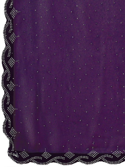 Leelavati Embellished Bollywood Chiffon Saree (Purple)