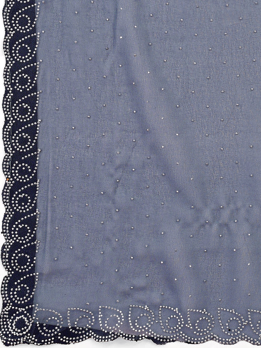 Leelavati Embellished Bollywood Chiffon Saree (Grey)