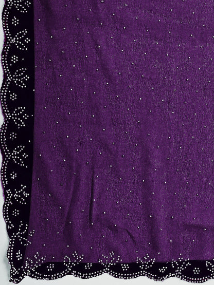 Leelavati Embellished Bollywood Chiffon Saree (Purple)