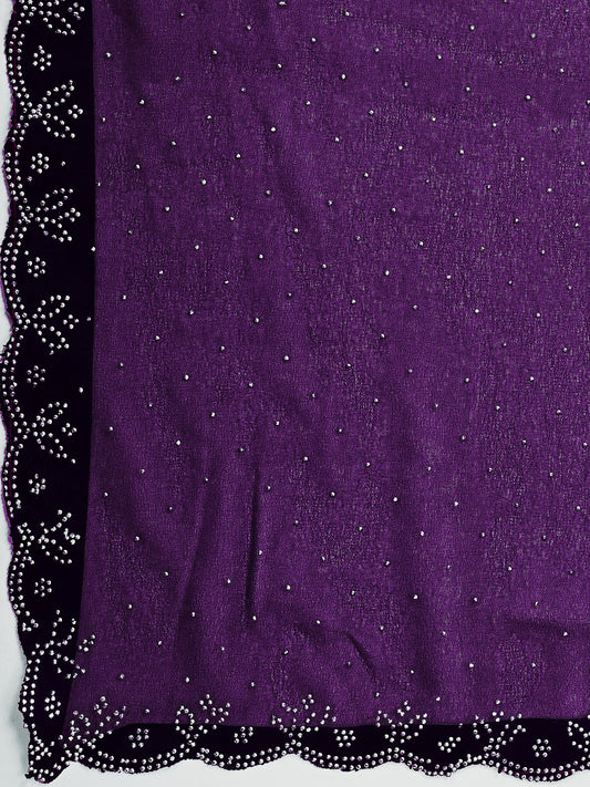 Leelavati Embellished Bollywood Chiffon Saree (Purple)