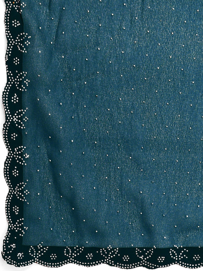 Leelavati Embellished Bollywood Chiffon Saree (Light Blue)