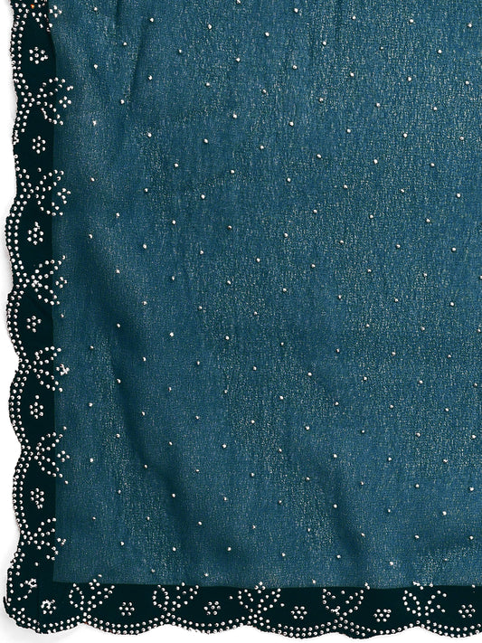 Leelavati Embellished Bollywood Chiffon Saree (Light Blue)