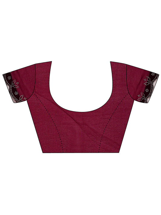 Leelavati Embellished Bollywood Chiffon Saree (Maroon)