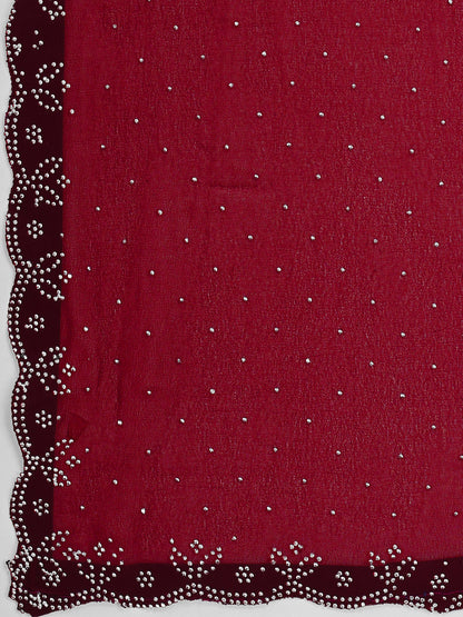 Leelavati Embellished Bollywood Chiffon Saree (Maroon)