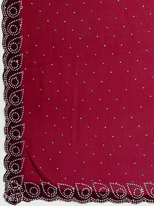 Leelavati Embellished Bollywood Chiffon Saree (Maroon)
