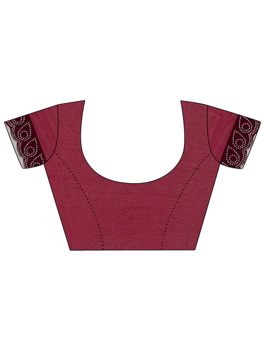 Leelavati Embellished Bollywood Chiffon Saree (Maroon)