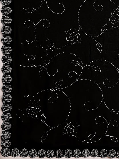 Leelavati Embroidered, Embellished Bollywood Georgette Saree (Black)