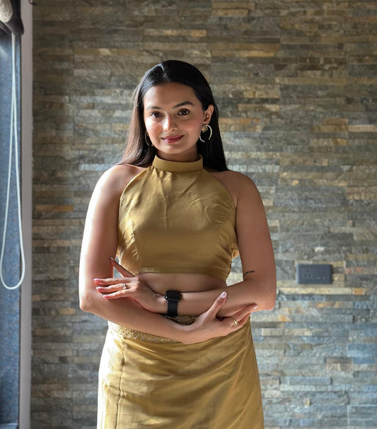 Leelavati Embroidered, Embellished Bollywood Georgette Saree (Cream)