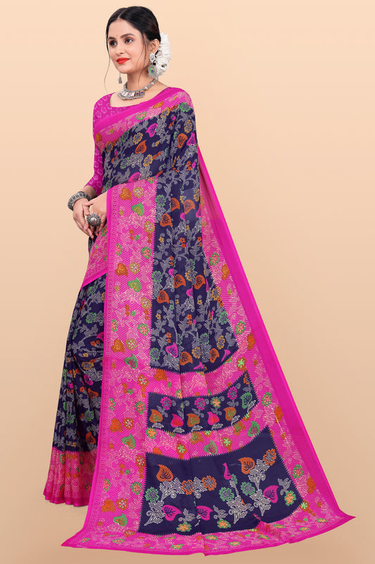 Leelavati Embellished Bollywood Chiffon Saree (Pack of 2, Blue)