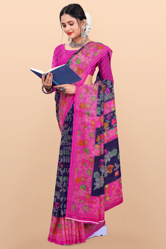 Leelavati Embellished Bollywood Chiffon Saree (Pack of 2, Blue)