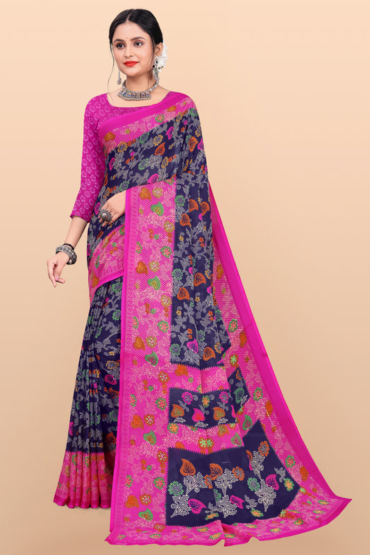 Leelavati Embellished Bollywood Chiffon Saree (Pack of 2, Blue)