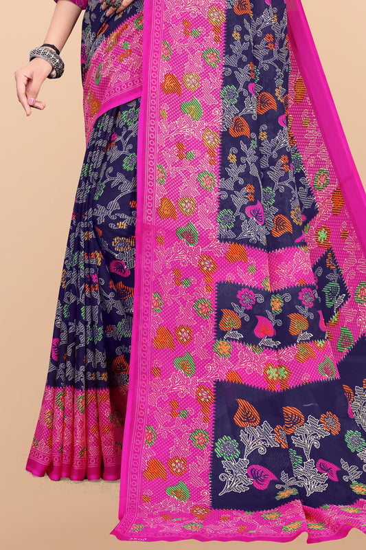 Leelavati Embellished Bollywood Chiffon Saree (Pack of 2, Blue)