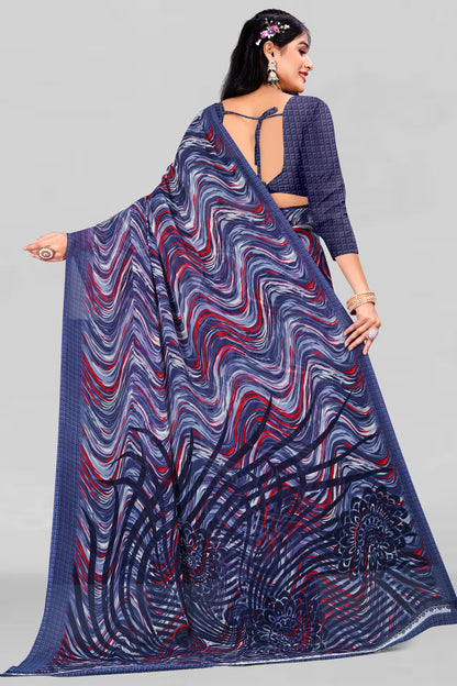 Leelavati Printed Daily Wear Chiffon Saree (Blue)