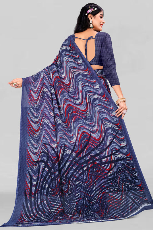 Leelavati Printed Daily Wear Chiffon Saree (Blue)