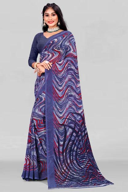 Leelavati Printed Daily Wear Chiffon Saree (Blue)