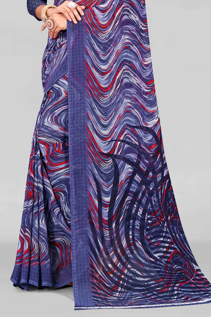 Leelavati Printed Daily Wear Chiffon Saree (Blue)