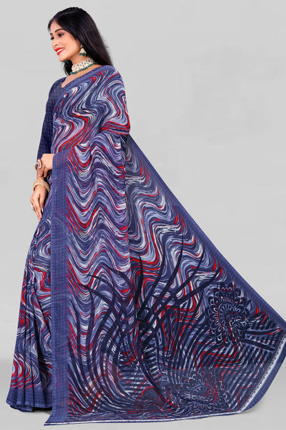 Leelavati Printed Daily Wear Chiffon Saree (Blue)