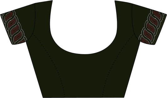 Leelavati Embellished Bollywood Chiffon Saree (Dark Green)